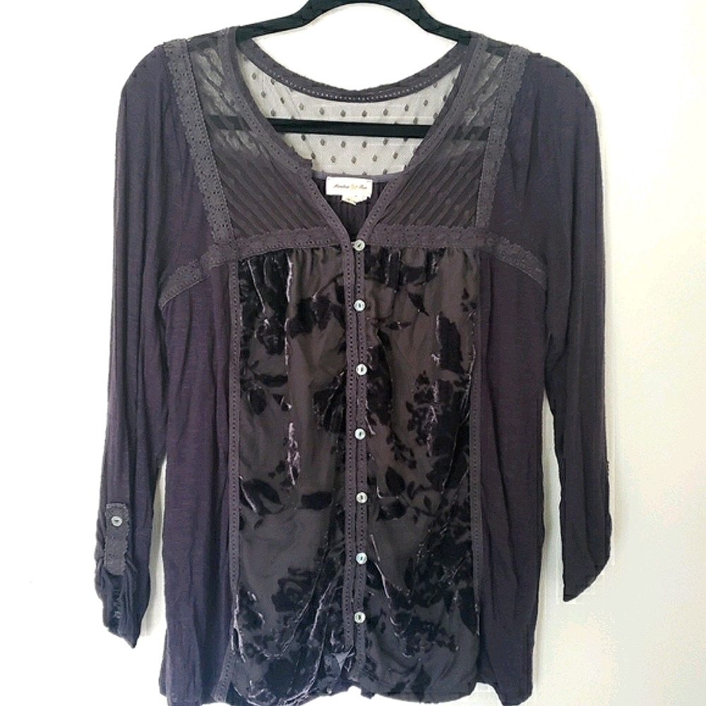 Anthropologie Meadow Rue floral V neck blouse